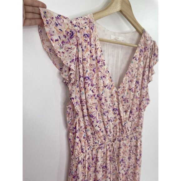 Lush Women’s Floral Faux Wrap Ruffle Flutter Sleeve Dress Sz L Fairycore Cottage - Picture 5 of 11